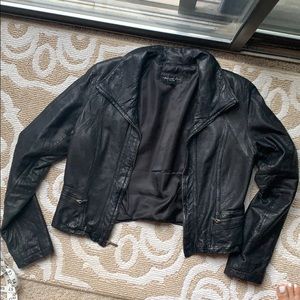 KENNETH COLE leather cropped jacket